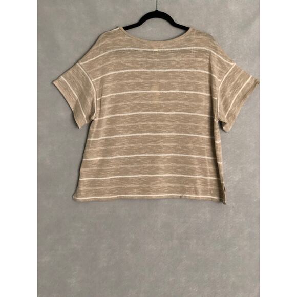 Max Studio London Women's Medium Drop Shoulder Stripe Top Tan NEW - Picture 5 of 7